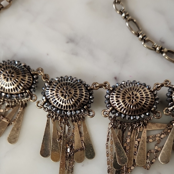 Lapis Blue | Silver & Goldtone | Marcasites | Reversible Statement Necklace | - Picture 6 of 10